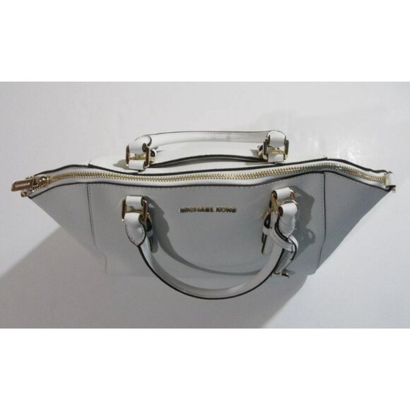 Michael Kors Ciara Large Top Zip Saffiano Leather Satchel Handbag Optic White - Picture 8 of 9